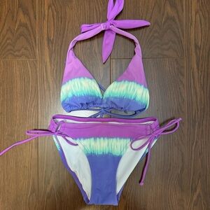 Victoria’s Secret Ombré Tie Dye Purple Teal Blue Bikini Top XS Bottom Small